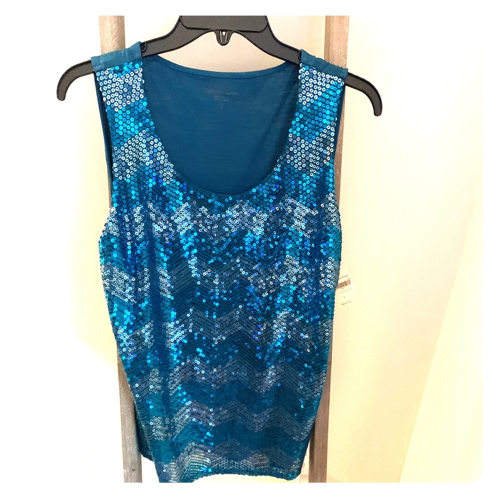 Coldwater Creek Blue sequin tank top